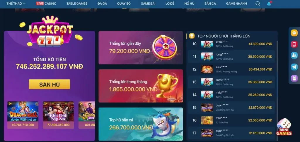 Giao diện ứng dụng nhatvip link vào với các trò chơi đa dạng